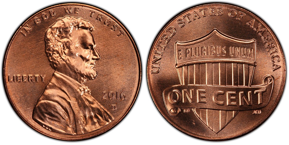 Side-by-side comparison of normal 2016 penny vs 2016 doubled die obverse error showing doubling on LIBERTY